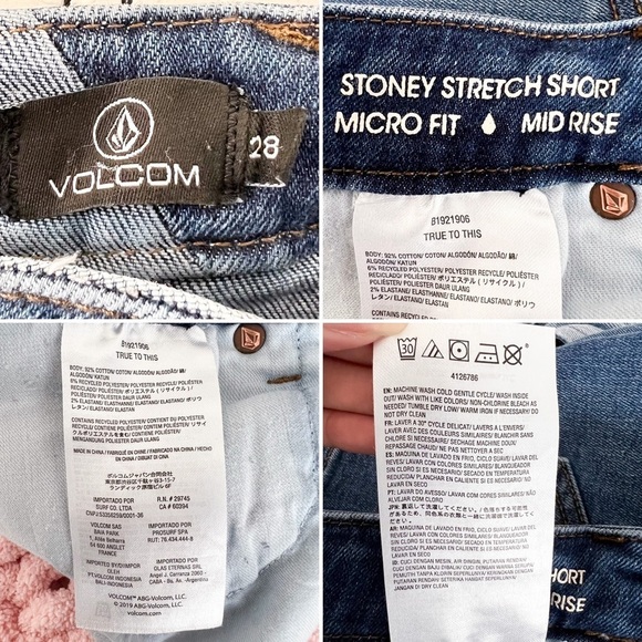 VOLCOM Stoney Stretch Micro Fit Mid Rise Denim Shorts - Picture 11 of 11